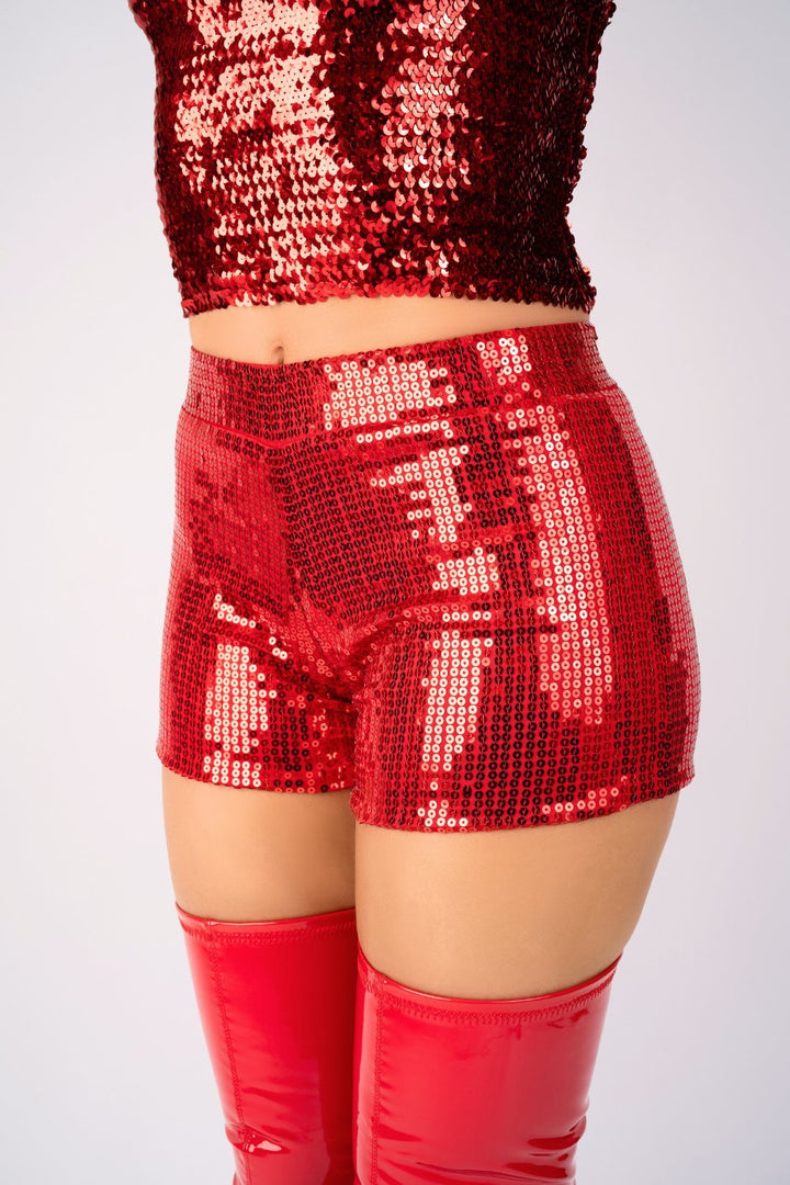 Celebrate You Sequin Shorts: Passion Red - Pinkaholics Anonymous