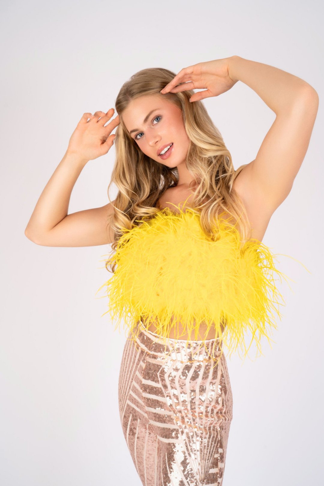 The Daisy Ostrich Feather Top: Electric Yellow (Custom) - Pinkaholics Anonymous