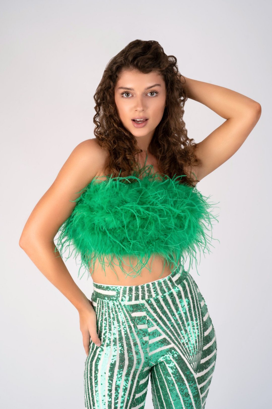 The Daisy Ostrich Feather Top: Green Goddess (Custom) - Pinkaholics Anonymous