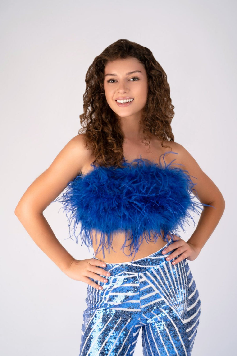 The Daisy Ostrich Feather Top: Royal Blue (Custom) - Pinkaholics Anonymous